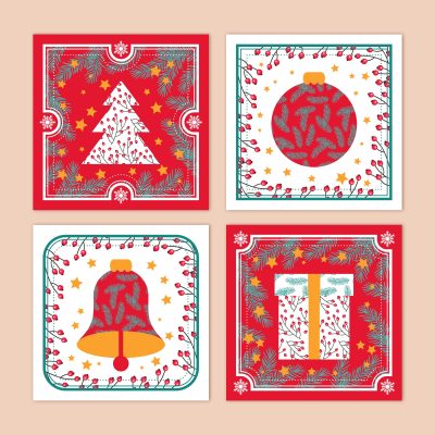 Vintage-Style Ornamental Christmas Cards Collection