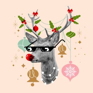 Modern Flat Christmas Collage Vector Illustration Set